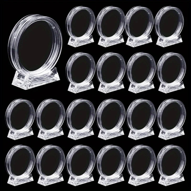 Transparent Coin Display Holders with Stands (10-Pack)