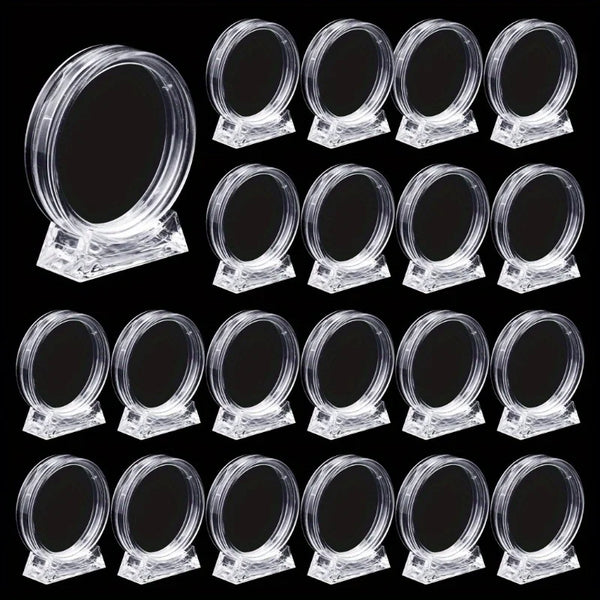 Transparent Coin Display Holders with Stands (10-Pack)