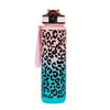 Leopard Print Sports Water Bottle with Straw