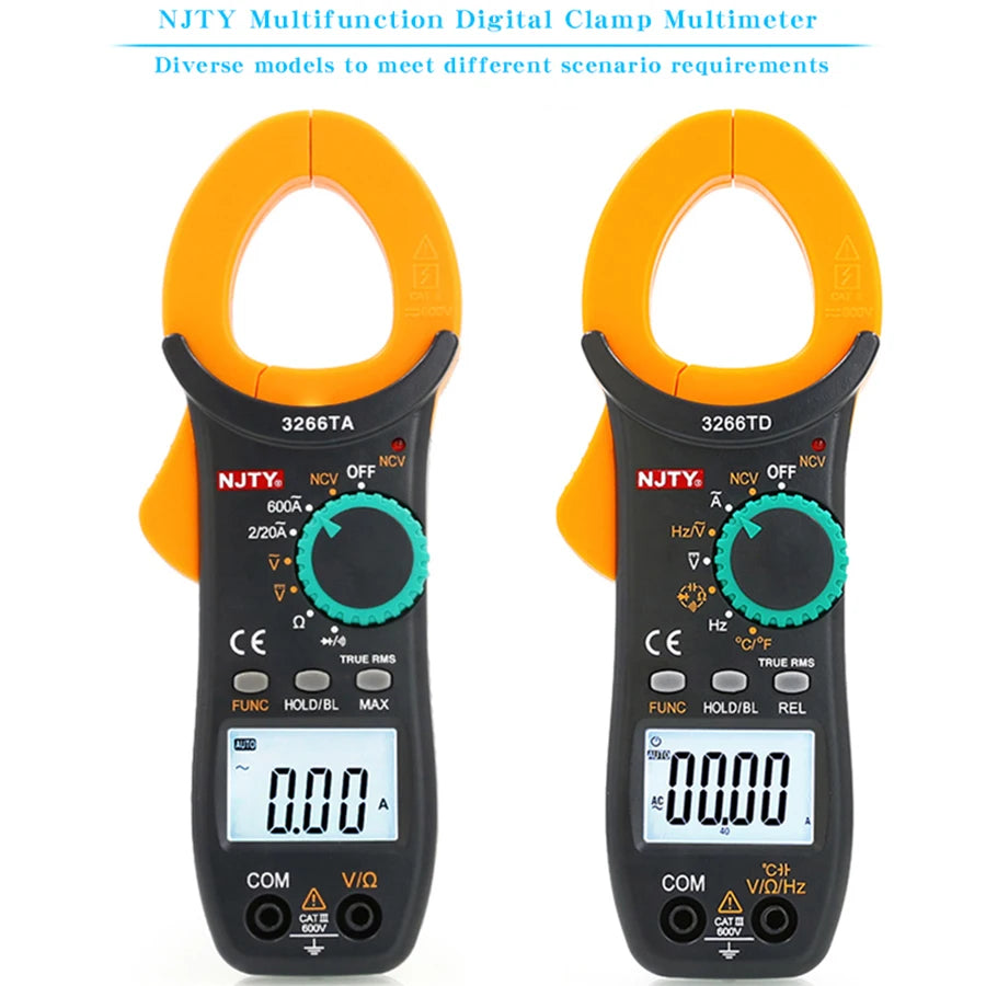 AC/DC Digital Clamp Meter with Temperature and Capacitance Testing