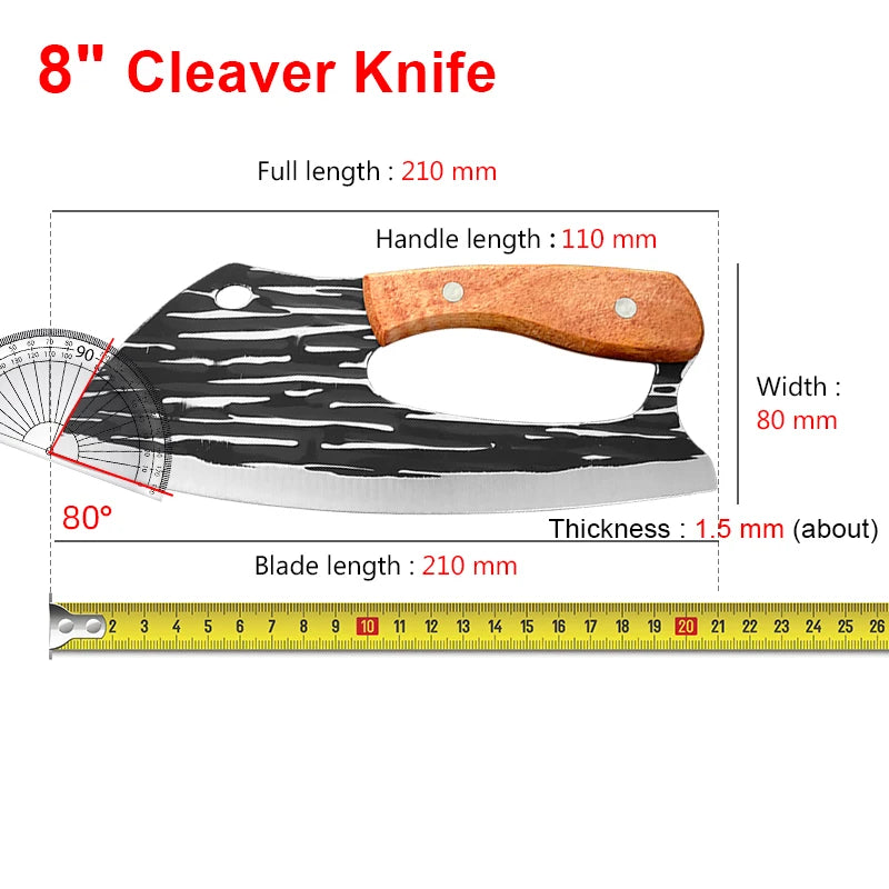 Wooden-Handle Stainless Steel Kitchen Cleaver