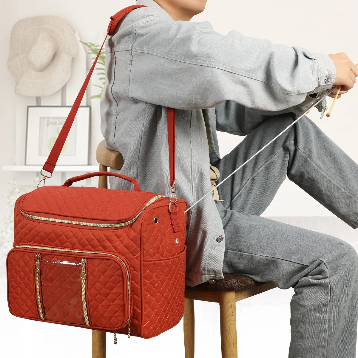 Portable Yarn Storage & Crochet Organizer Bag