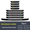 A stack of colorful protective strips for car door sills, showing various lengths and colors.