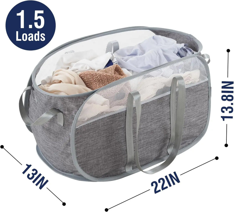 Collapsible Laundry Hamper with Reinforced Handles