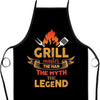 Black apron with text Grill master the man the myth the legend