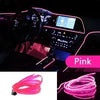 Pink flexible USB-powered neon accent light strip coiled for car and home use