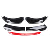 Set of black and red front bumper lip spoiler and side skirt kit for vehicle