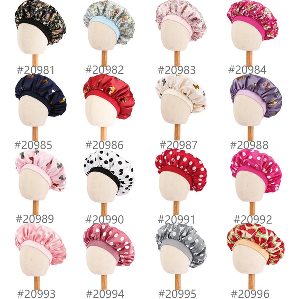 Butterfly Print Satin Sleep Cap for Kids