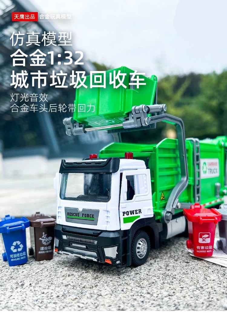 Diecast Garbage Collection Truck Model with Sound and Light