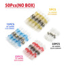 A collection of solder seal wire connectors in various sizes and quantities, including 5pcs, 12pcs, 10pcs, and 23pcs.