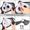 Reusable dust mask shell showing filter replacement and valve mechanism with spare filters