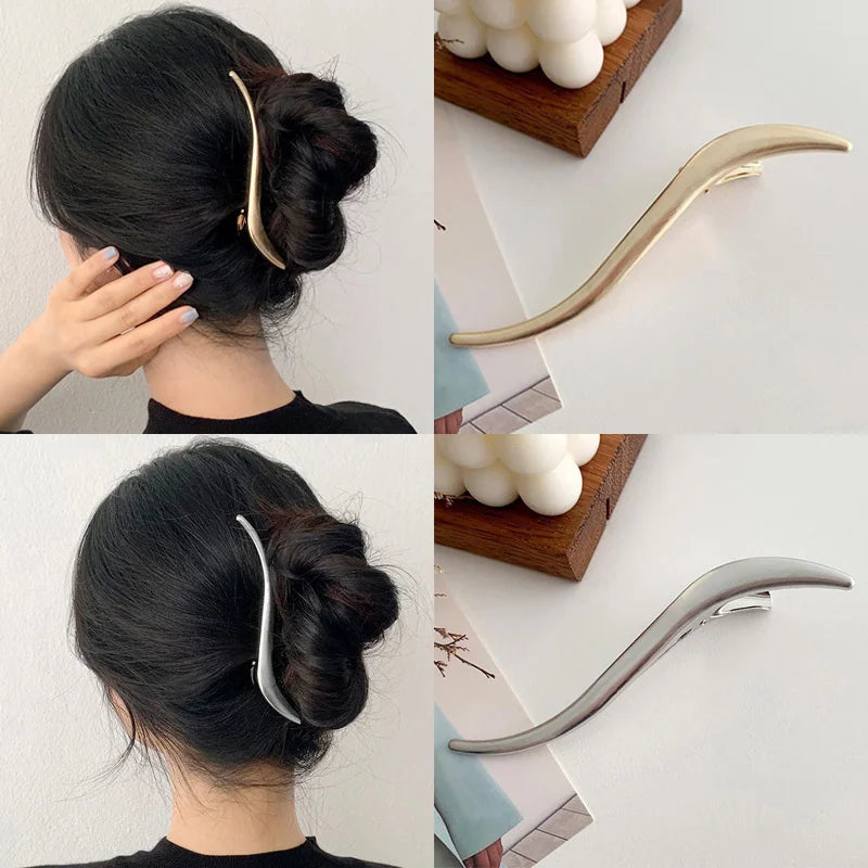 Gold S-Shaped Metal Hair Claw