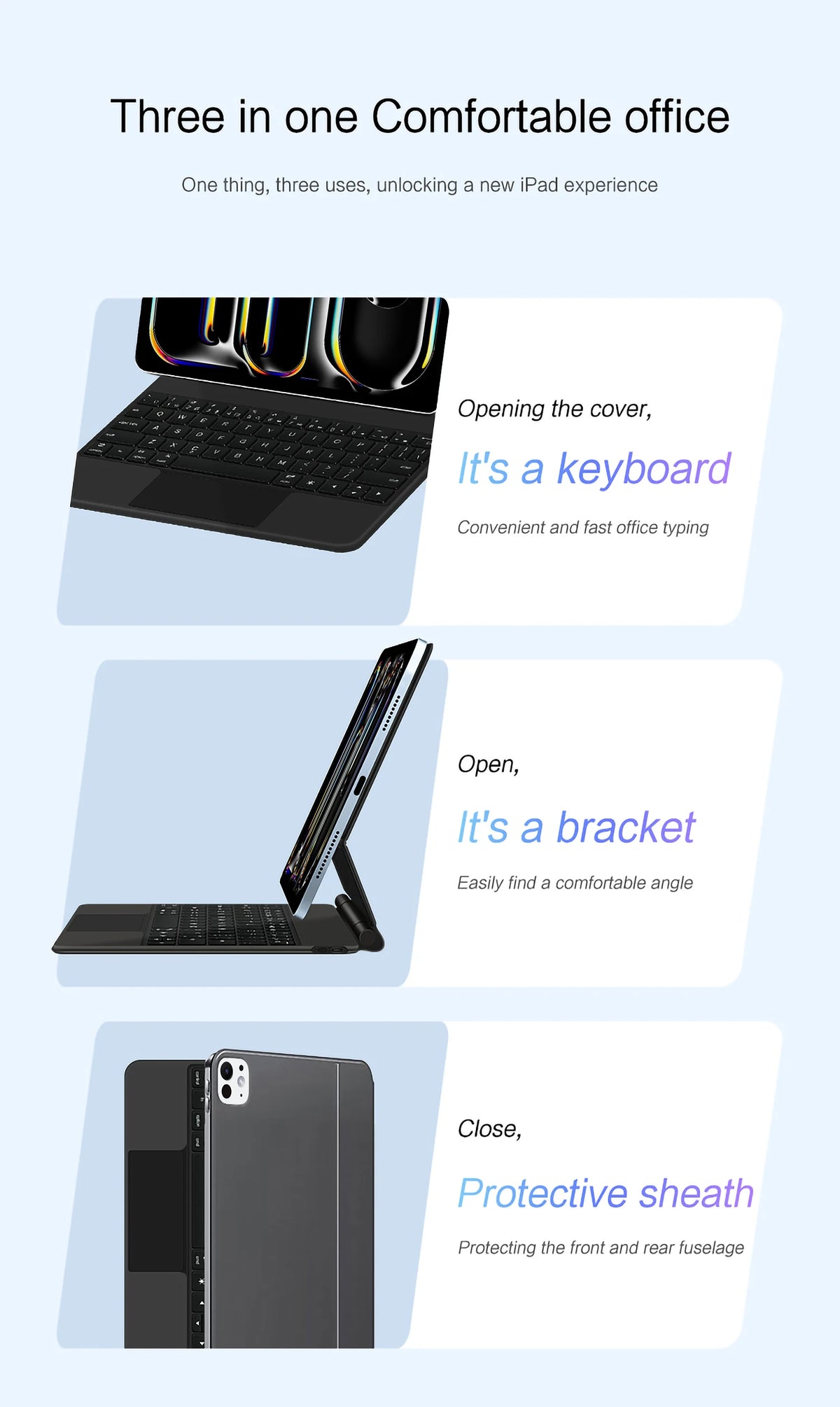 iPad Magic Keyboard Case with Backlit Keys and Touchpad