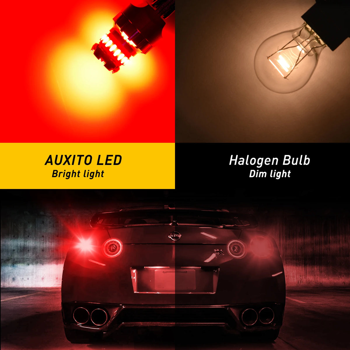 Red LED Brake Light Bulbs with Strobe Function – 1200 Lumens, Plug-and-Play