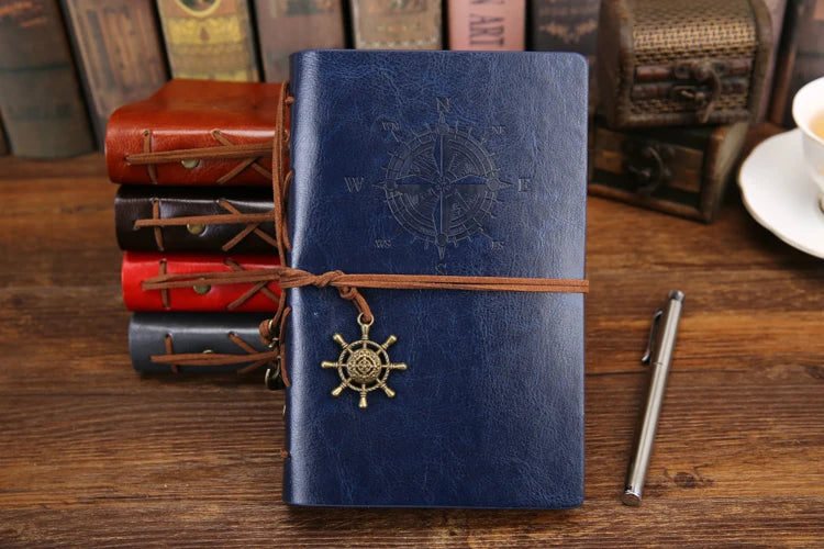 Vintage PU Leather Spiral Journal – Traveler's Notebook with Anchor Design