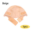Beige lace wig grip caps shown flat, featuring a soft beige fabric and a lace trim.