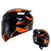 Black and orange retro full face motorcycle helmet with a removable liner