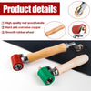 A wooden handle tool with a silicone seam roller for welding and waterproofing, featuring a copper fitting.