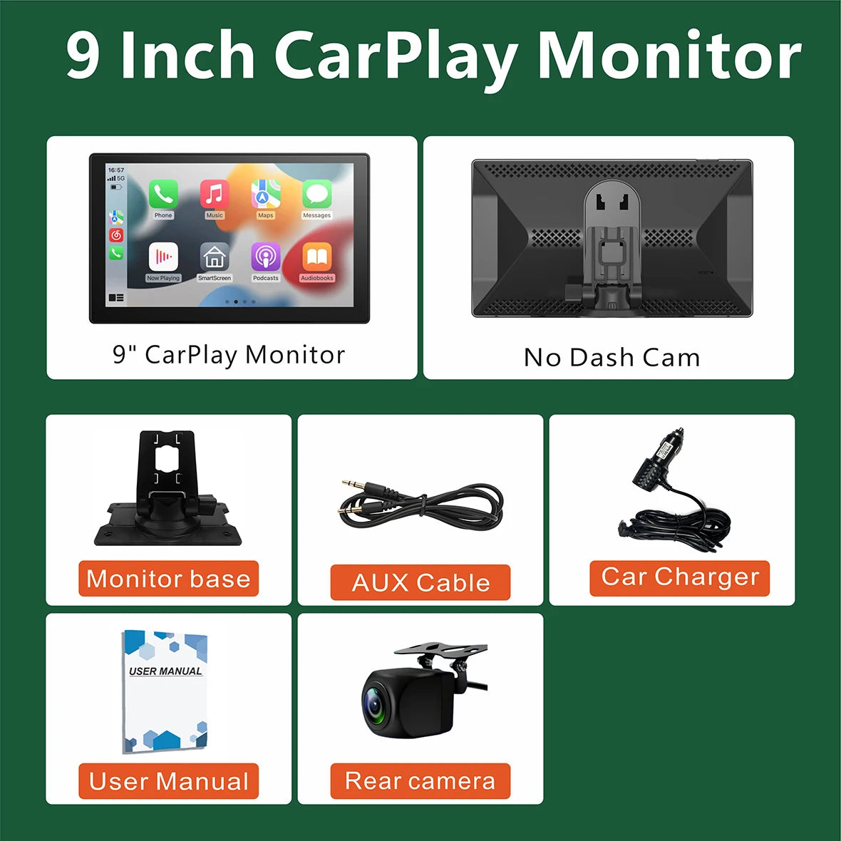 Écran Sans Fil CarPlay & Android Auto de 9 Pouces