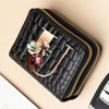 Alphabet Flower Double-Zip Card Wallet with Secure Clasp
