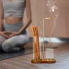 Dual Glass Incense Holder with Wooden Base