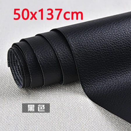 Roll of black PU leather patch measuring 50x137 cm for furniture and craft repairs