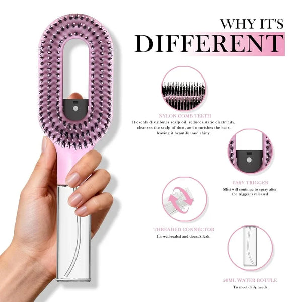 2-in-1 Detangling Hair Brush with Scalp Massage and Anti-Static Spray