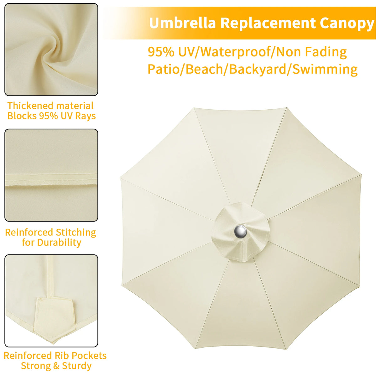 Waterproof Replacement Patio Umbrella Canopy