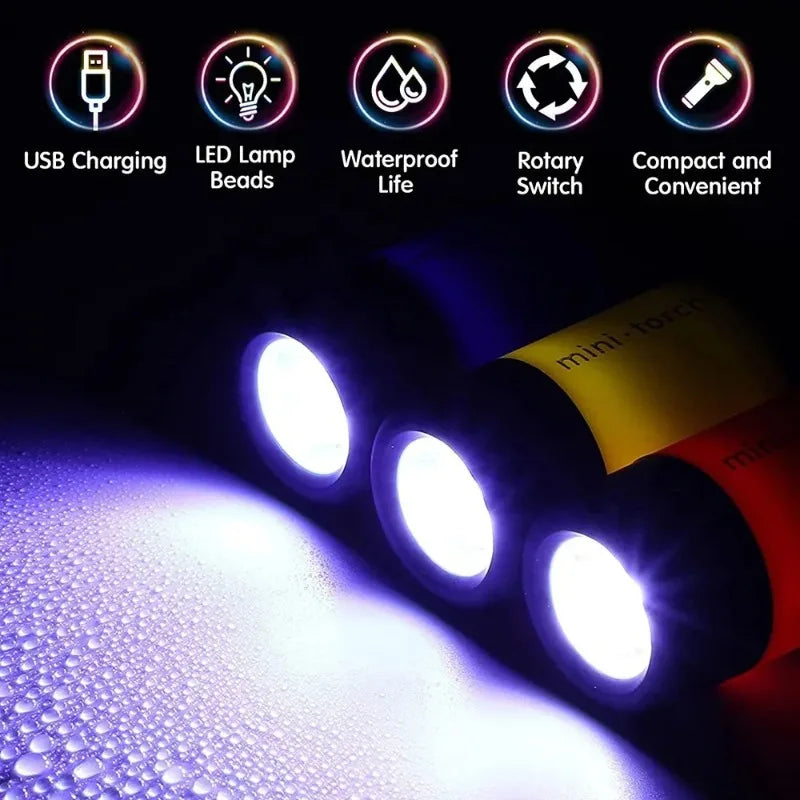 Mini lampe de poche USB rechargeable sur porte-clés