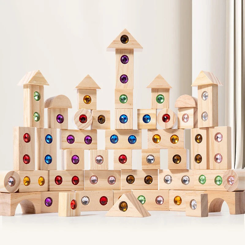 Rainbow Wooden & Acrylic Stacking Blocks Set