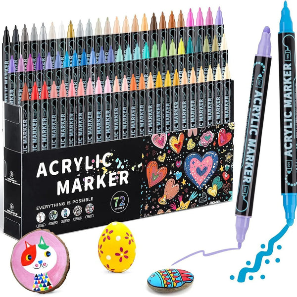 Dual-Tip Acrylic Paint Pens for Art & Crafts
