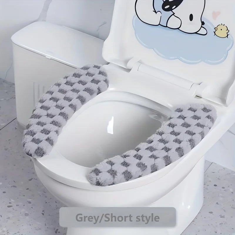 Plush Winter Toilet Seat Cushion Cover