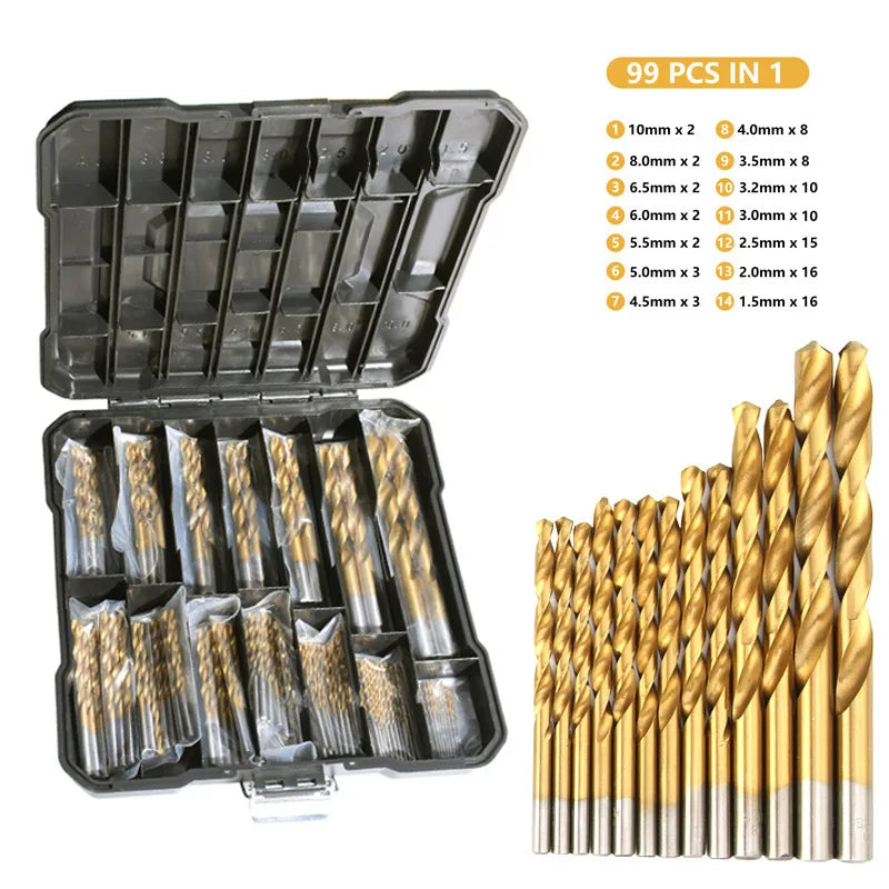 Titanium-Coated Hex Shank Drill Bit Set