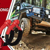 A synthetic fibre winch rope and soft tackle kit is shown next to a blue Jeep, demonstrating its strength and use.
