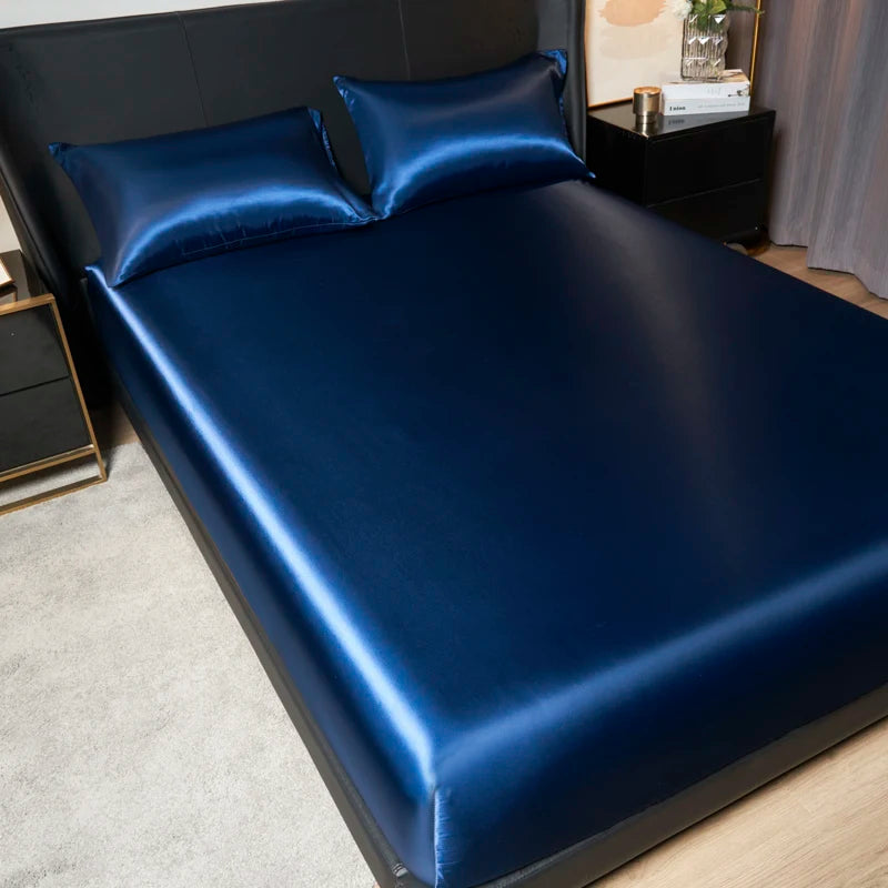 Luxury Satin Fitted Sheet Set with Pillowcases