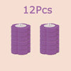 A set of twelve purple disposable toilet brushes and holders.