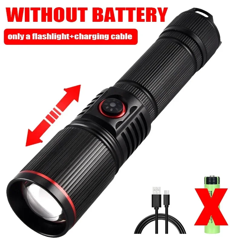 Lampe de Poche LED Zoom 30W Rechargeable par USB