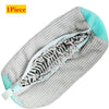 A single gray shoe washing machine bag with a light blue zipper and soft bristled cleaning brush visible.