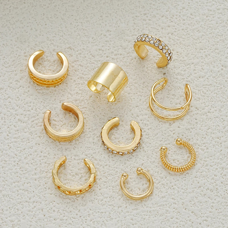 Minimalist Vintage C-Shaped Clip-On Earrings Set