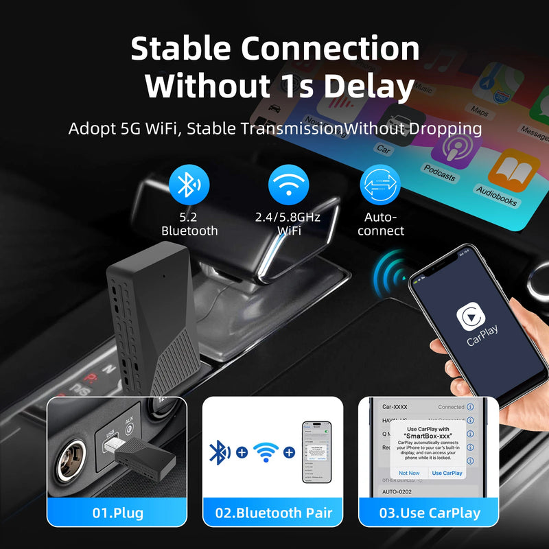 Adaptateur sans fil 2-en-1 pour CarPlay et Android Auto