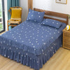 Elegant Elastic Fitted Bed Sheet Set with Lace Skirt and Pillowcases