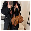 Women's Retro PU Leather Shoulder Bag with Multiple Pockets & Detachable Charm