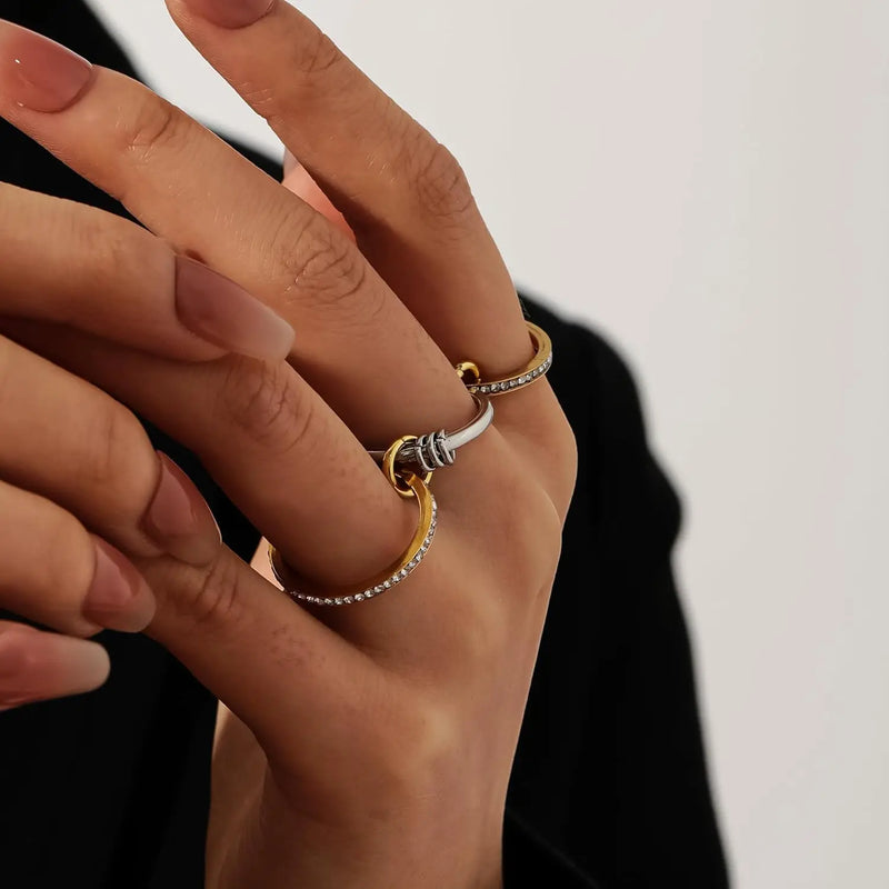 Stainless Steel Cubic Zirconia Stackable Rings
