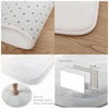 White microfiber anti-slip doormat with a patterned top and foam cushion shown from various angles