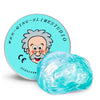 A clear blue crystal putty is shown next to its round storage tin labeled Wen-Qing-Slimestudio.