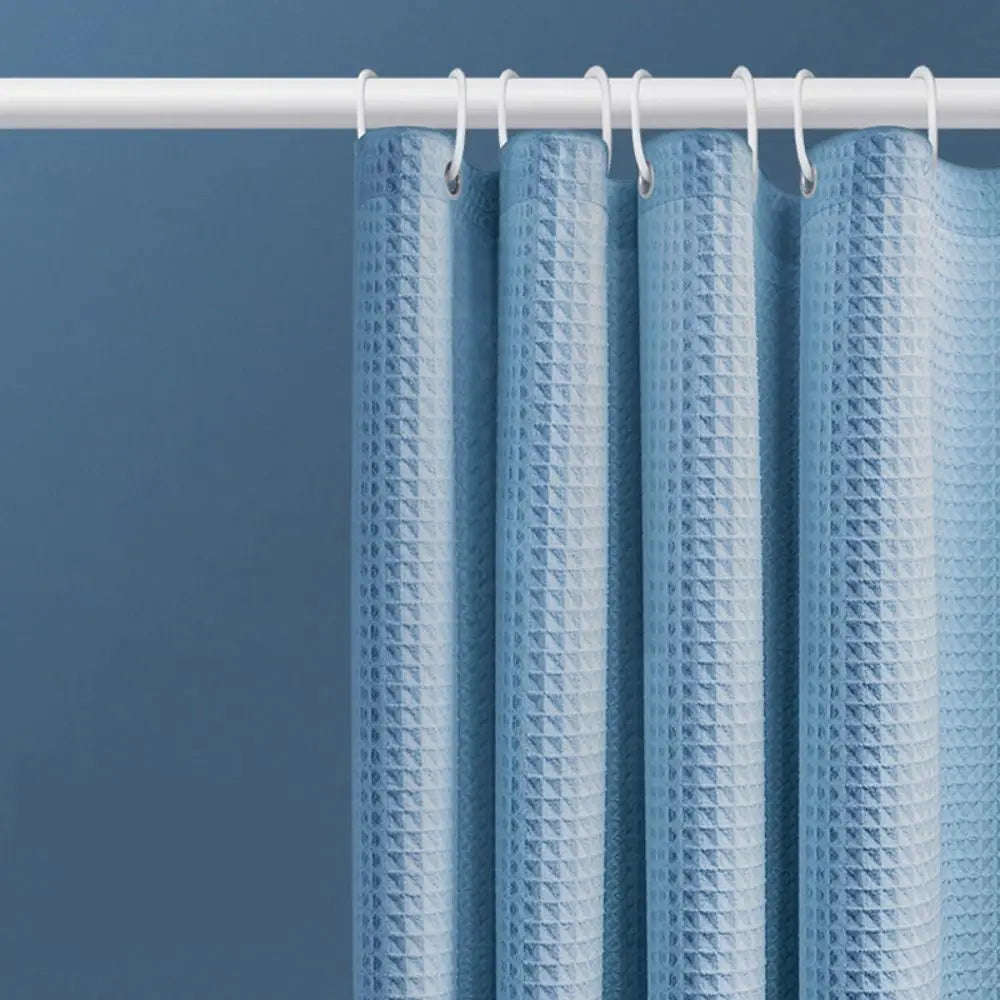Waffle Textured Waterproof Shower Curtain with Hooks