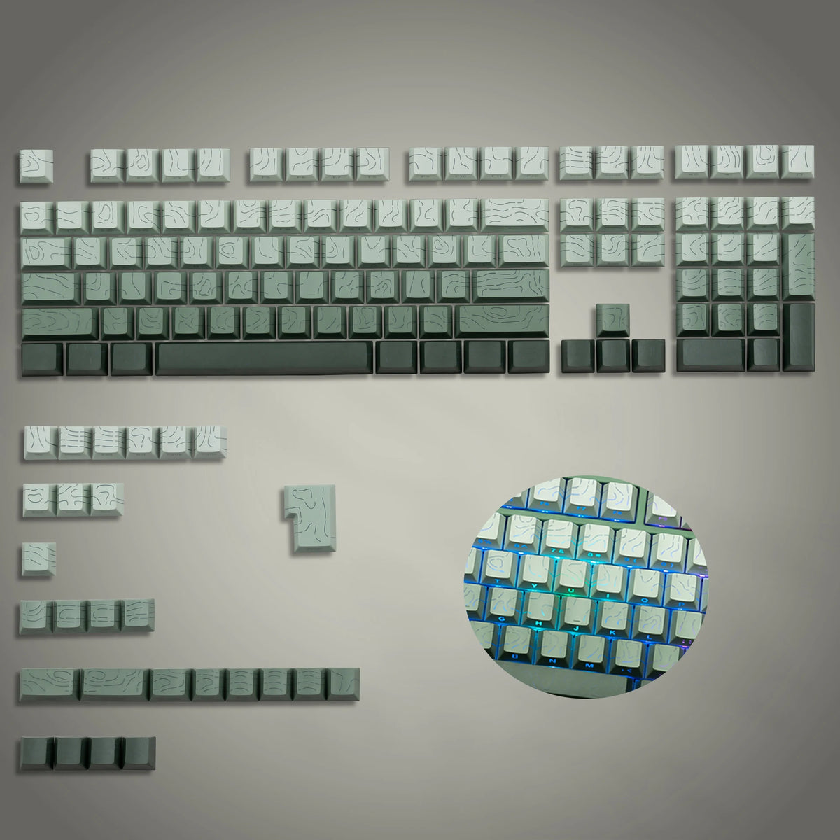 Side-Printed Gradient PBT Keycap Set for Mechanical Keyboards