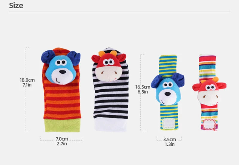 Soft Plush Baby Rattle Wrist and Foot Socks Set for Newborns