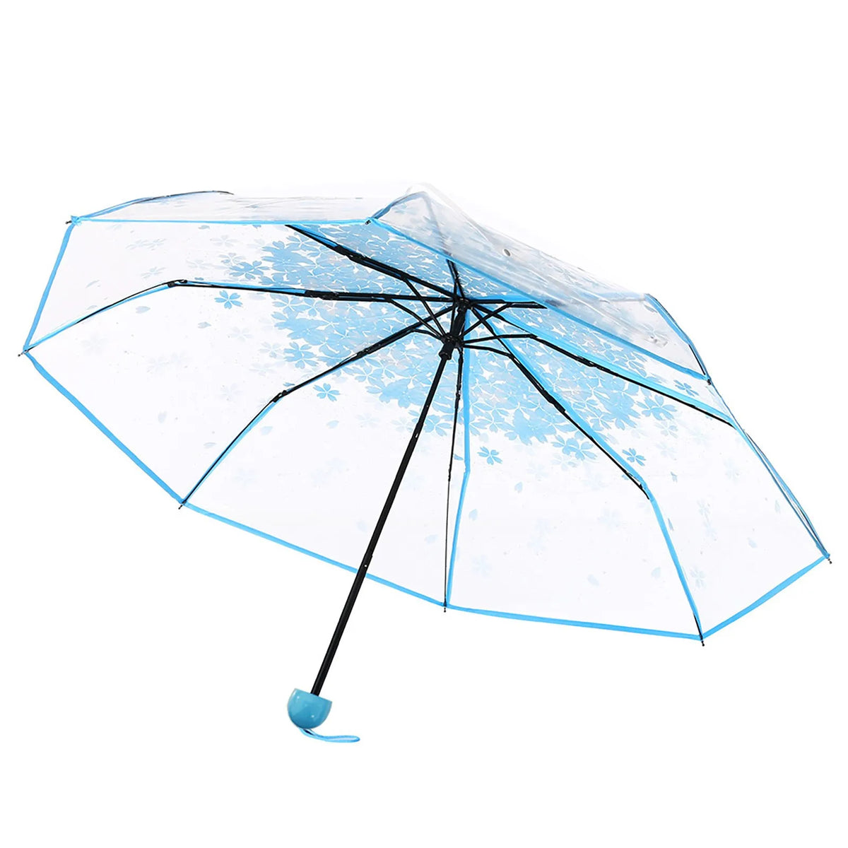 Clear Bloom Folding Umbrella with Floral Print