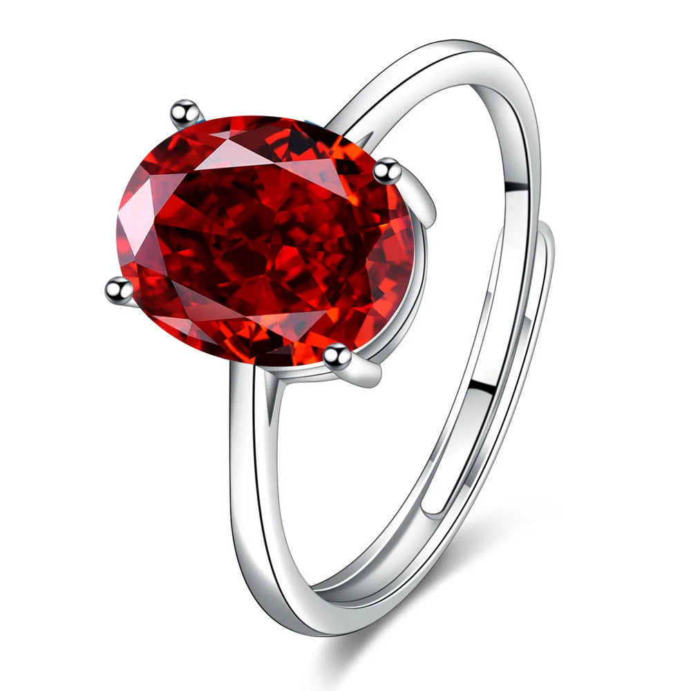925 Sterling Silver Adjustable Ring with Zirconia Stone